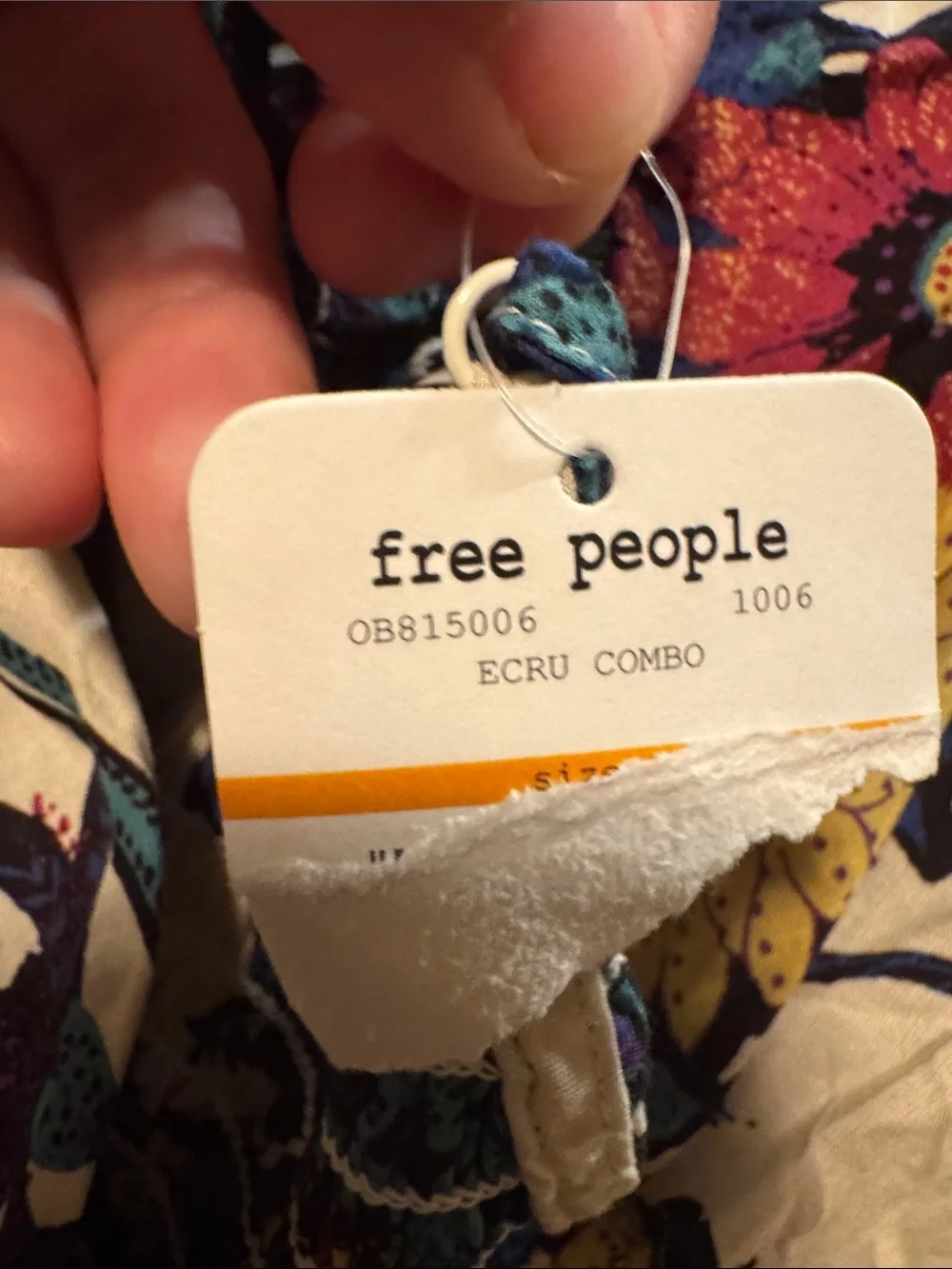 Free People Cream Maxi Dress with Blue, Green & Maroon Floral Print, Sz Small